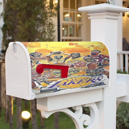 Lakers Los Angeles Team Squad Magnetic Mailbox Cover 18" X 21" Outdoor Decor