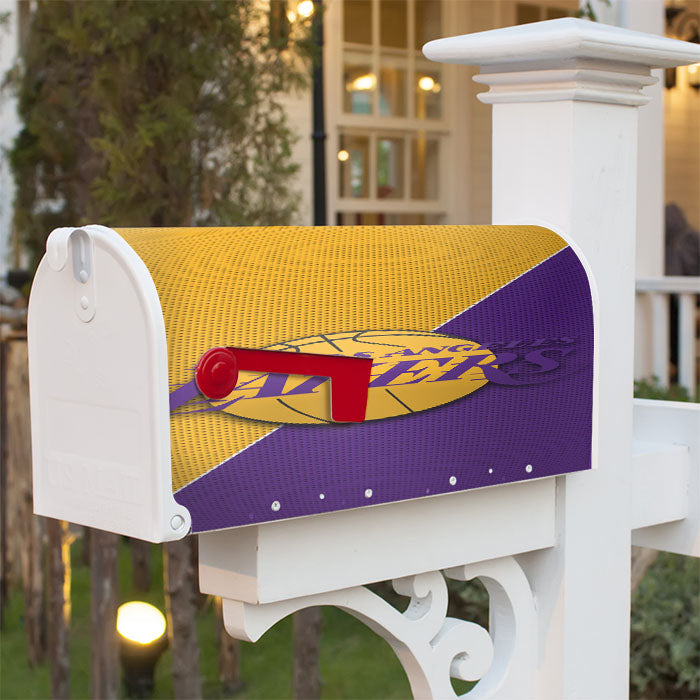 Lakers Team Yellow Purple Magnetic Mailbox Cover 18" X 21" Outdoor Decor
