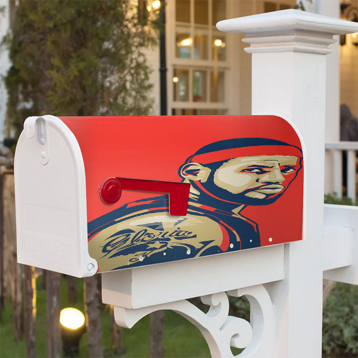 Lebron James Illustration Red Magnetic Mailbox Cover 18" X 21" Outdoor Decor