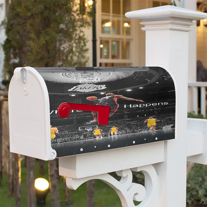 Lebron James Slam Dunk Where Happens Magnetic Mailbox Cover 18" X 21" Outdoor Decor