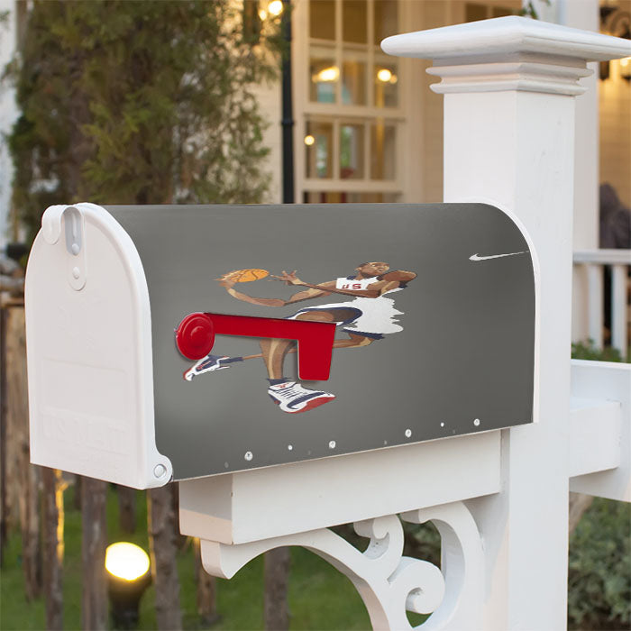 Legend Nba Slam Dunk Art Magnetic Mailbox Cover 18" X 21" Outdoor Decor