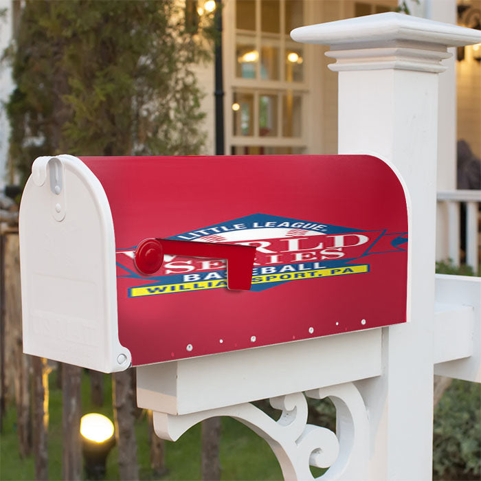 Little Lague World Series Baseball Logo Red Magnetic Mailbox Cover 18" X 21" Outdoor Decor