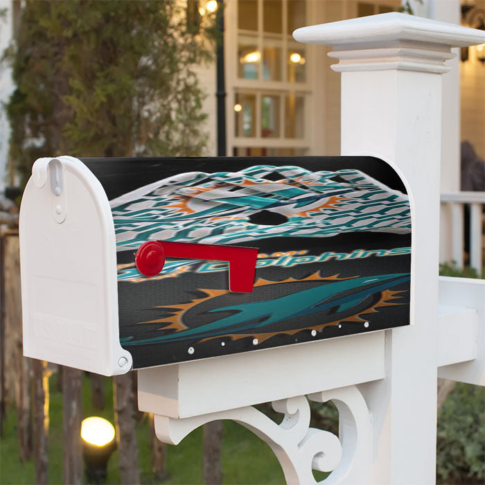 Logo Miami Dolphins Magnetic Mailbox Cover 18" X 21" Outdoor Decor