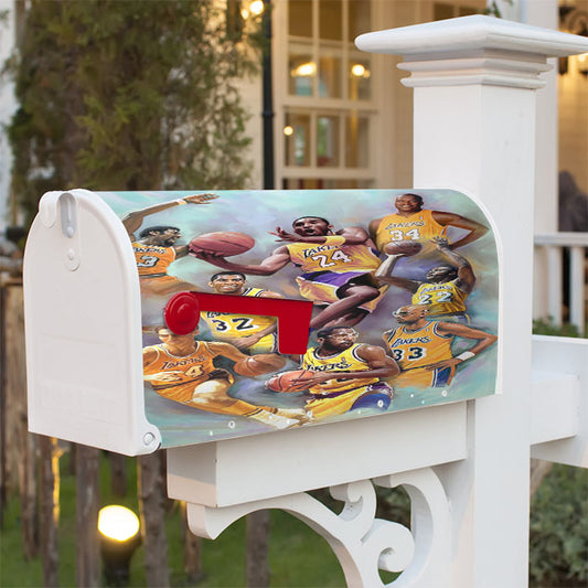 Los Angeles Laker Legends Player All The Time Magnetic Mailbox Cover 18" X 21" Outdoor Decor