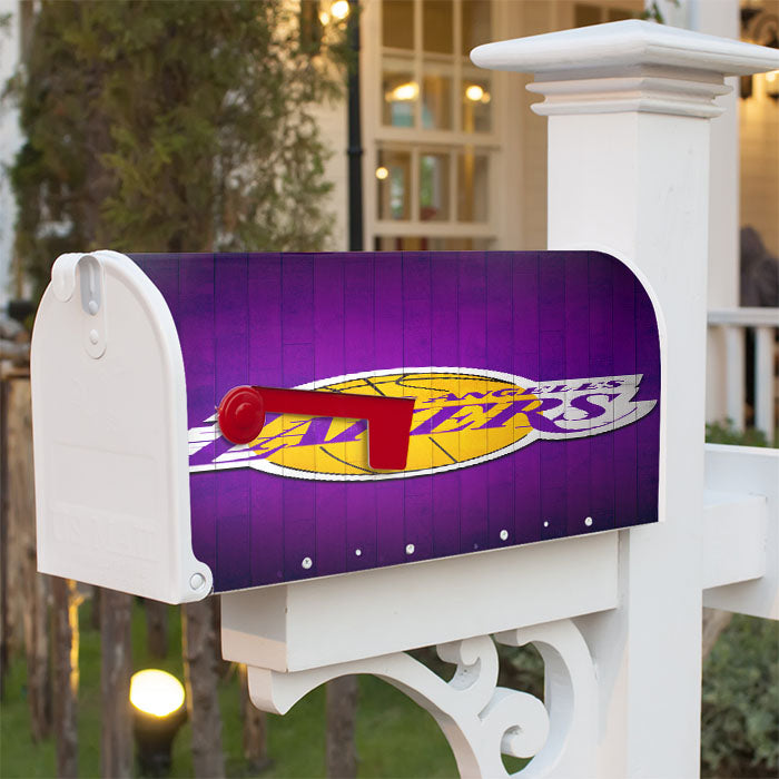 Los Angeles Lakers Hardwood Magnetic Mailbox Cover 18" X 21" Outdoor Decor