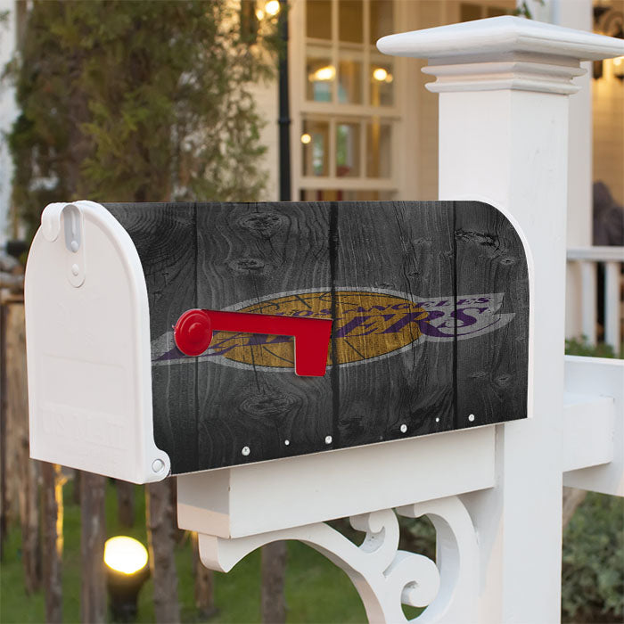 Los Angeles Lakers Nba Logo Dark Wood Wallpaper Magnetic Mailbox Cover 18" X 21" Outdoor Decor