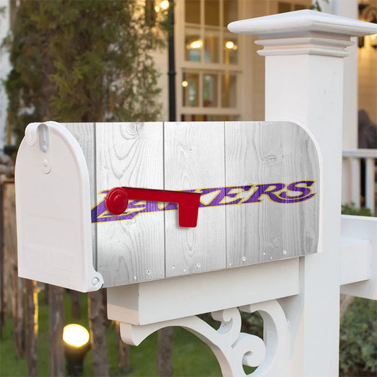 Los Angeles Lakers Nba Logo White Wood Wallpaper 3 Magnetic Mailbox Cover 18" X 21" Outdoor Decor