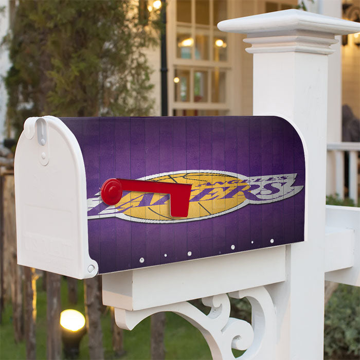 Los Angeles Lakers Wood Logo Magnetic Mailbox Cover 18" X 21" Outdoor Decor