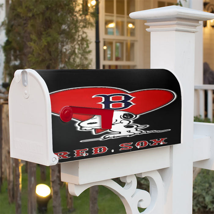 Love Boston Red Sox Snoopy Magnetic Mailbox Cover 18" X 21" Outdoor Decor