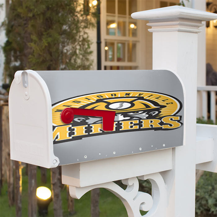 Madisonn Ville Miner Baseball Logo Gray Magnetic Mailbox Cover 18" X 21" Outdoor Decor