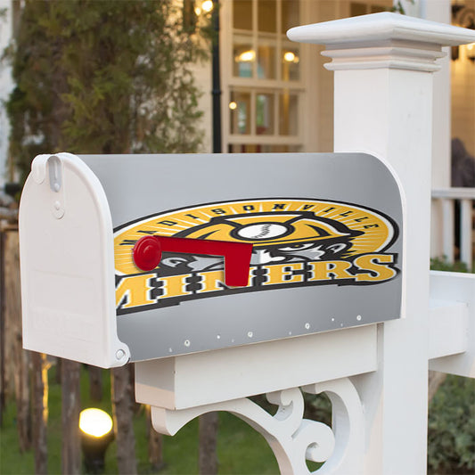 Madisonn Ville Miner Baseball Logo Gray Magnetic Mailbox Cover 18" X 21" Outdoor Decor