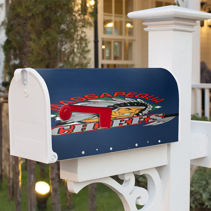 Massapequa Chiefs Baseball Logo Blue Magnetic Mailbox Cover 18" X 21" Outdoor Decor