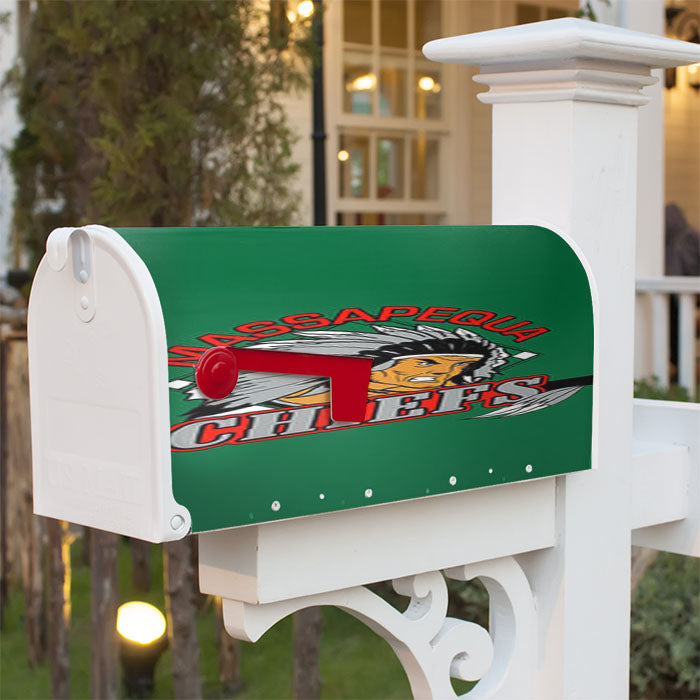 Massapequa Chiefs Baseball Logo Green Magnetic Mailbox Cover 18" X 21" Outdoor Decor