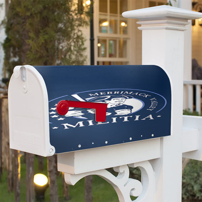 Merrimack Calley Militia Baseball Logo Blue Magnetic Mailbox Cover 18" X 21" Outdoor Decor