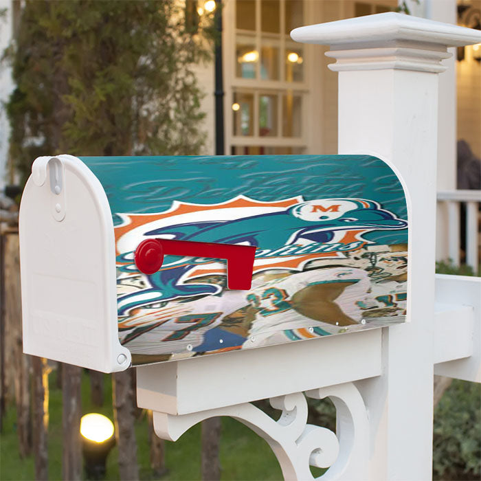 Miami Dolphins Halves Magnetic Mailbox Cover 18" X 21" Outdoor Decor