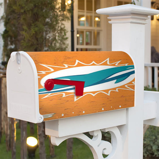 Miami Dolphins Rough Orange Magnetic Mailbox Cover 18" X 21" Outdoor Decor