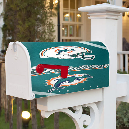 Miami Dolphins Wallpaper Magnetic Mailbox Cover 18" X 21" Outdoor Decor