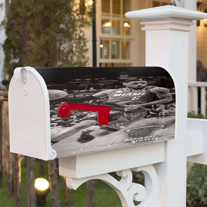 Miami Heat Lebron Running Grey Magnetic Mailbox Cover 18" X 21" Outdoor Decor