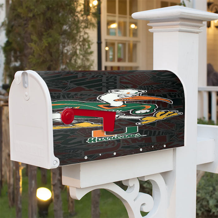 Miami Hurricanes Um Football Magnetic Mailbox Cover 18" X 21" Outdoor Decor