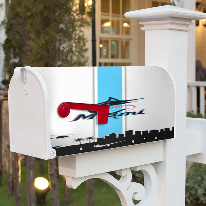 Miami Marlins Mlb Magnetic Mailbox Cover 18" X 21" Outdoor Decor