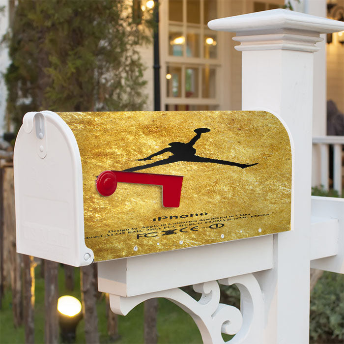 Michael Jordan Golden Gold Pattern Magnetic Mailbox Cover 18" X 21" Outdoor Decor