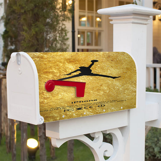 Michael Jordan Golden Gold Pattern Magnetic Mailbox Cover 18" X 21" Outdoor Decor