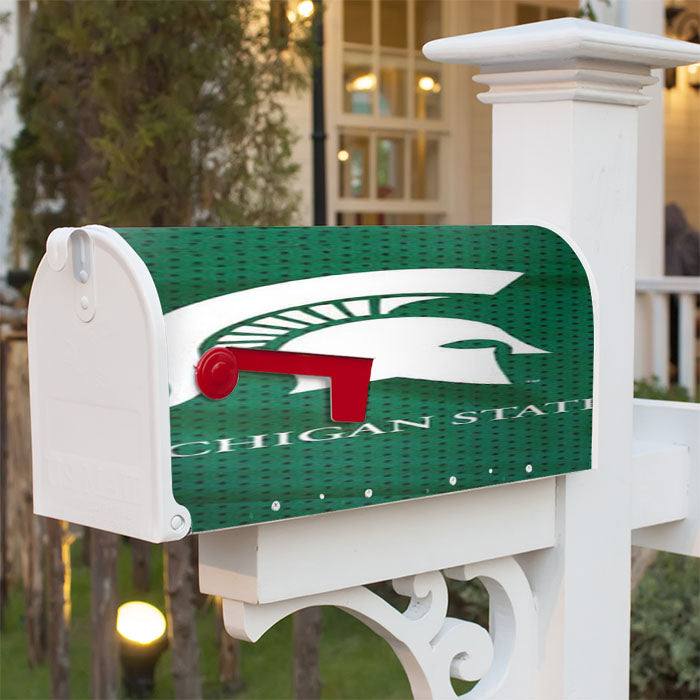 Michigan State Logo On Green Jersey Magnetic Mailbox Cover 18" X 21" Outdoor Decor