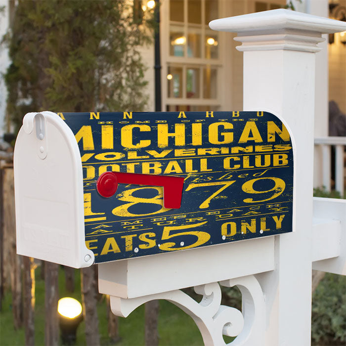 Michigan Wolverines Football Club Art Font Magnetic Mailbox Cover 18" X 21" Outdoor Decor