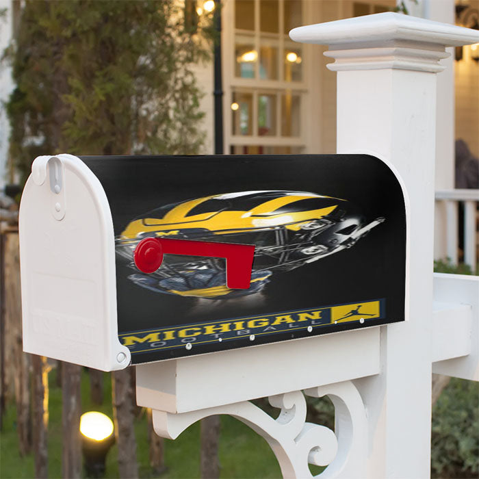 Michigan Wolverines Helmet 2 Magnetic Mailbox Cover 18" X 21" Outdoor Decor