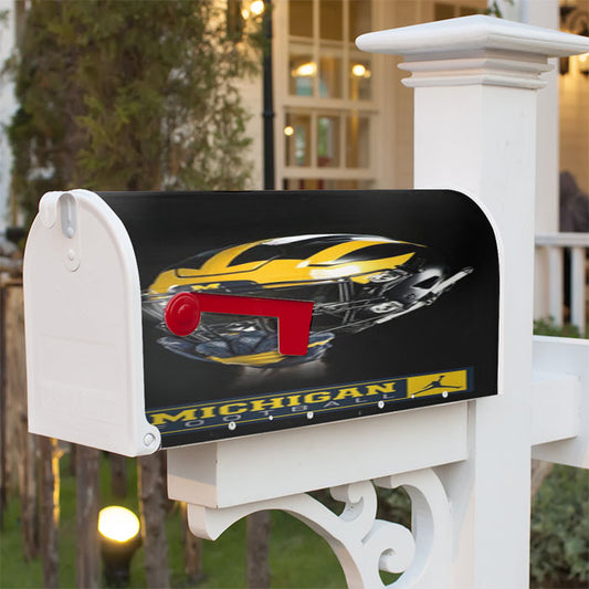 Michigan Wolverines Helmet 2 Magnetic Mailbox Cover 18" X 21" Outdoor Decor