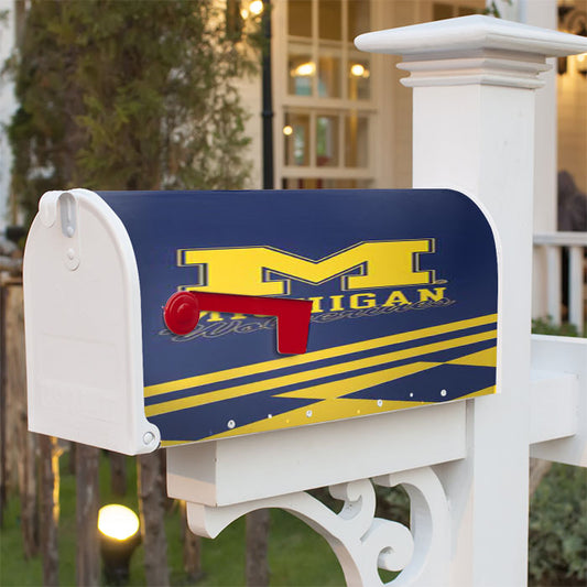 Michigan Wolverines Logo Blue Yellow Magnetic Mailbox Cover 18" X 21" Outdoor Decor