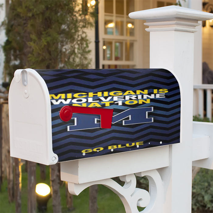 Michigan Wolverines Logo Stripes Go Blue Magnetic Mailbox Cover 18" X 21" Outdoor Decor