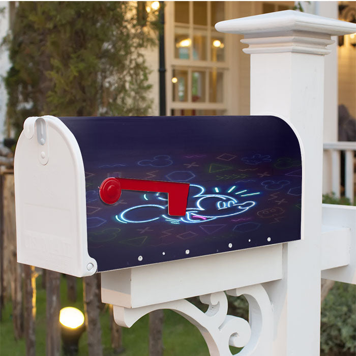 Mickey Mouse And Friends Neon Wallpaper Magnetic Mailbox Cover 18" X 21" Outdoor Decor