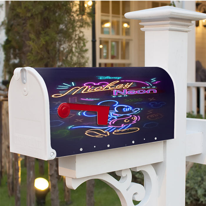 Mickey Mouse Neon Wallpaper Magnetic Mailbox Cover 18" X 21" Outdoor Decor