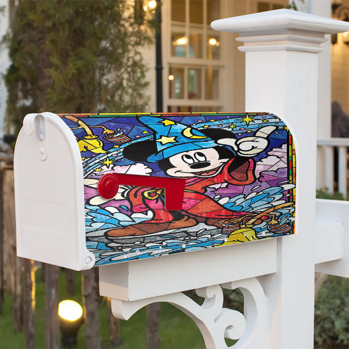 Mickey Mouse Stained Glass Magnetic Mailbox Cover 18" X 21" Outdoor Decor