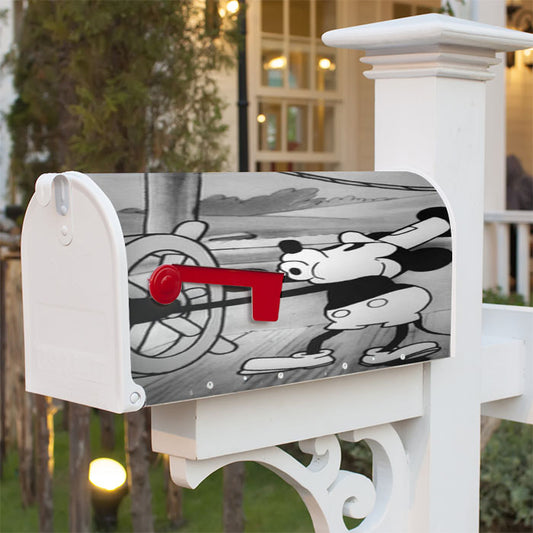 Mickey Mouse Steam Boat Willie Vintage 3 Magnetic Mailbox Cover 18" X 21" Outdoor Decor