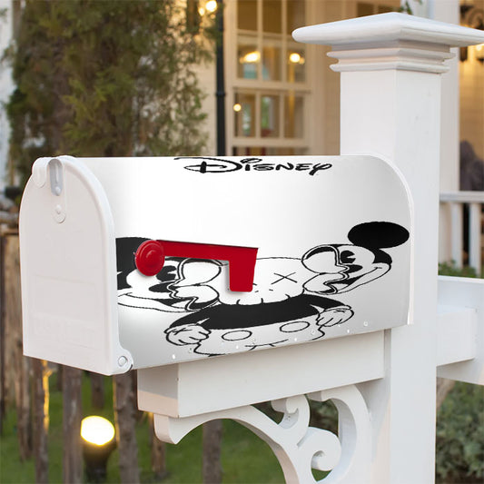 Mickey Mouse X Kaws Siluet Bw Magnetic Mailbox Cover 18" X 21" Outdoor Decor