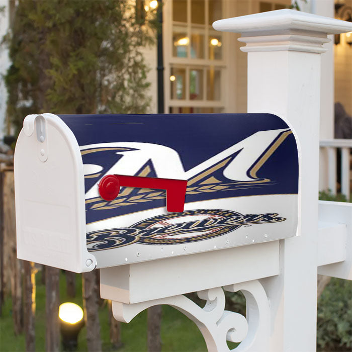 Milwaukee Brewers Blue Wht Magnetic Mailbox Cover 18" X 21" Outdoor Decor
