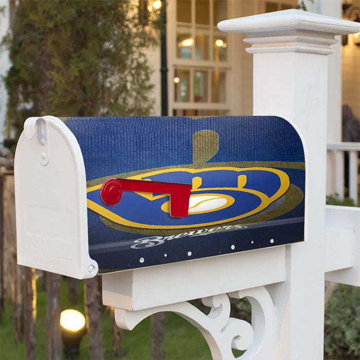 Milwaukee Brewers Mlb Magnetic Mailbox Cover 18" X 21" Outdoor Decor