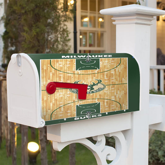 Milwaukee Bucks Basketball Court Magnetic Mailbox Cover 18" X 21" Outdoor Decor