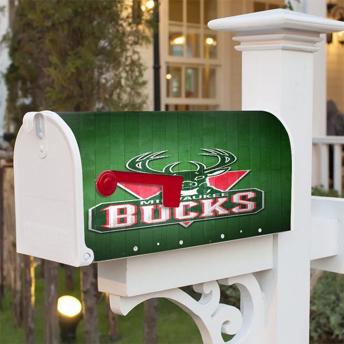 Milwaukee Bucks Hardwood Magnetic Mailbox Cover 18" X 21" Outdoor Decor