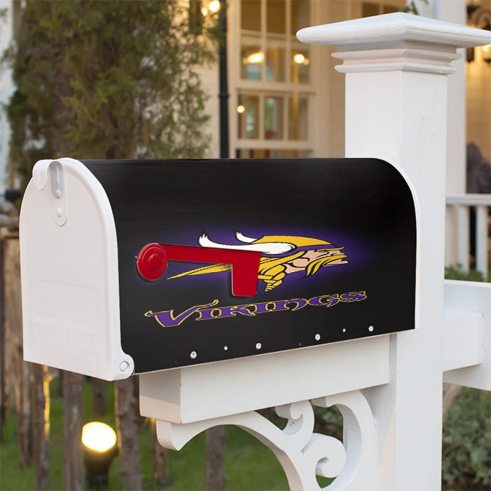Minnesota Vikings Logo Black Magnetic Mailbox Cover 18" X 21" Outdoor Decor