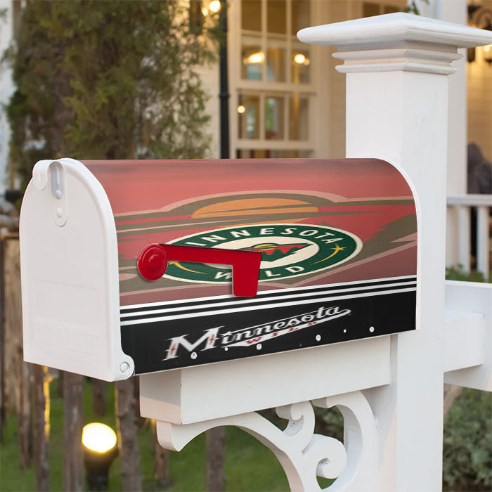 Minnesota Wild Logos Stripes Red Fade Magnetic Mailbox Cover 18" X 21" Outdoor Decor