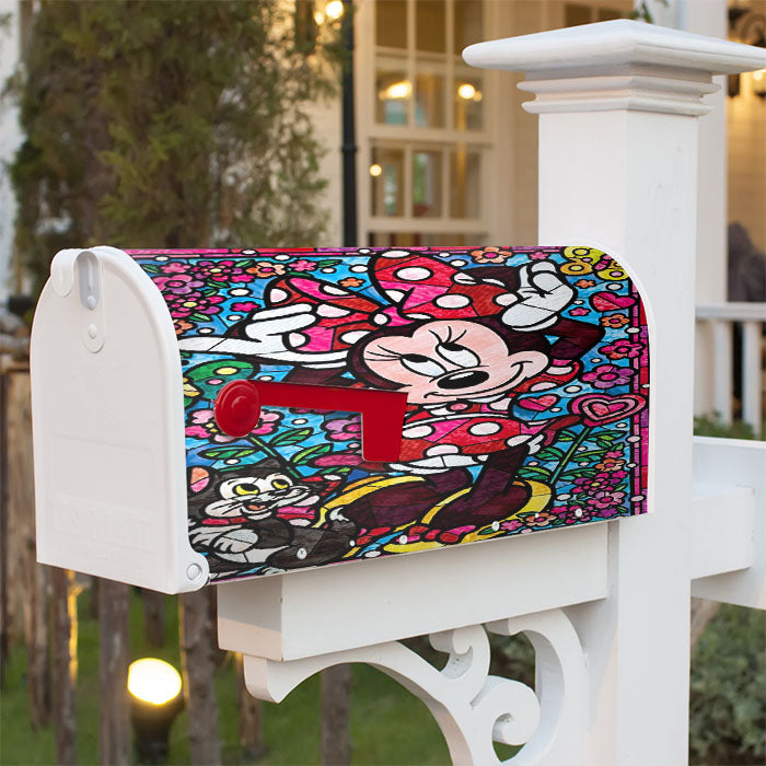 Minnie Mouse Stained Glass Magnetic Mailbox Cover 18" X 21" Outdoor Decor