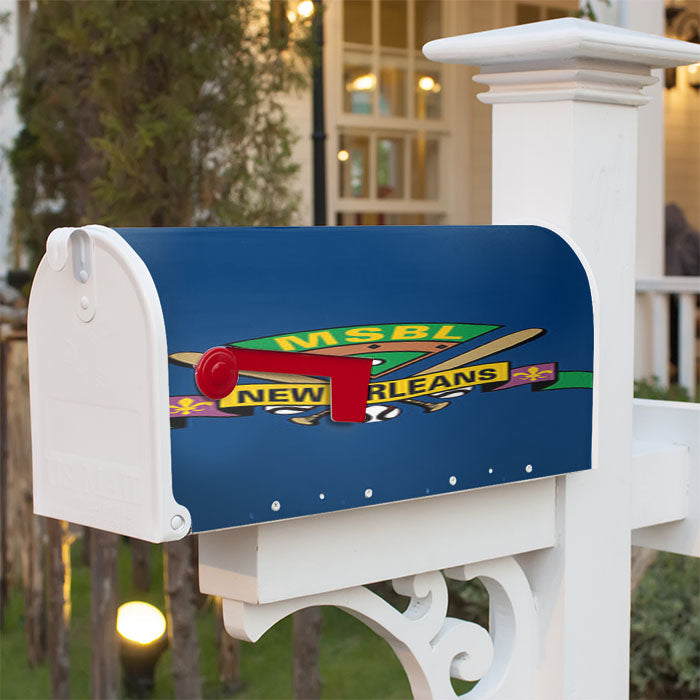 Msbl New Orleans Baseball Logo Blue Magnetic Mailbox Cover 18" X 21" Outdoor Decor