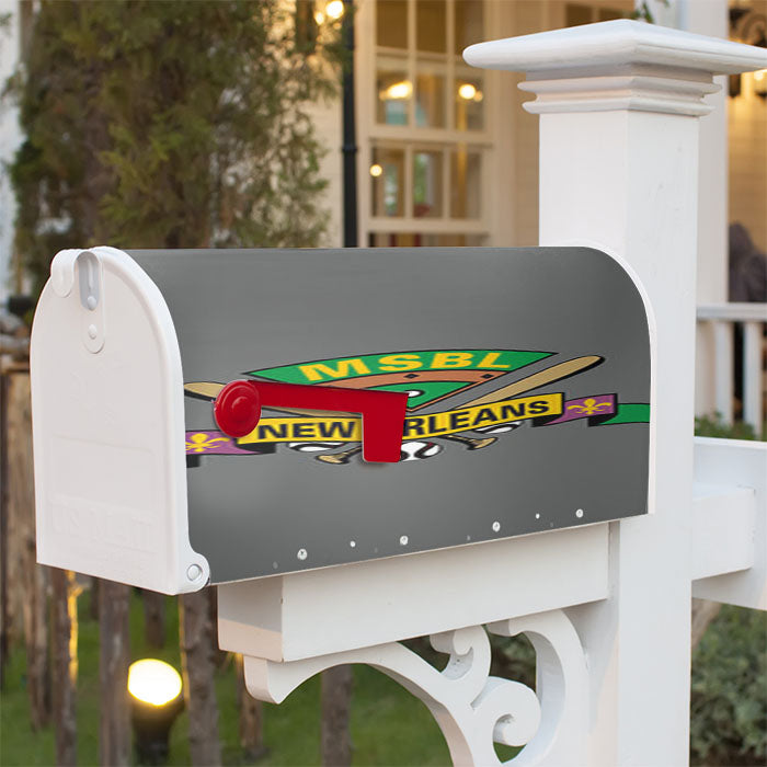 Msbl New Orleans Baseball Logo Gray Magnetic Mailbox Cover 18" X 21" Outdoor Decor