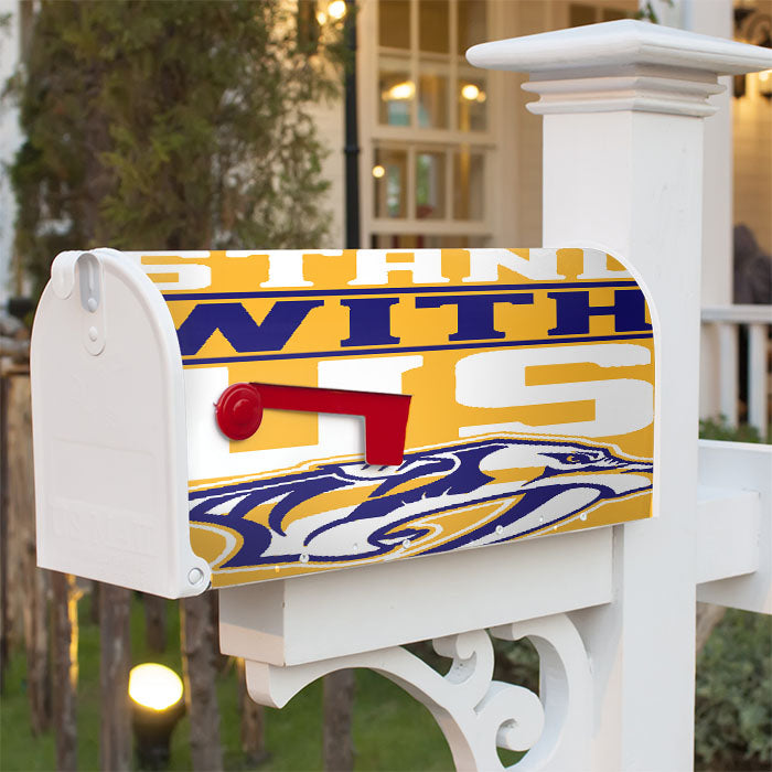 Nashville Predators Stand With Us Yellow Magnetic Mailbox Cover 18" X 21" Outdoor Decor