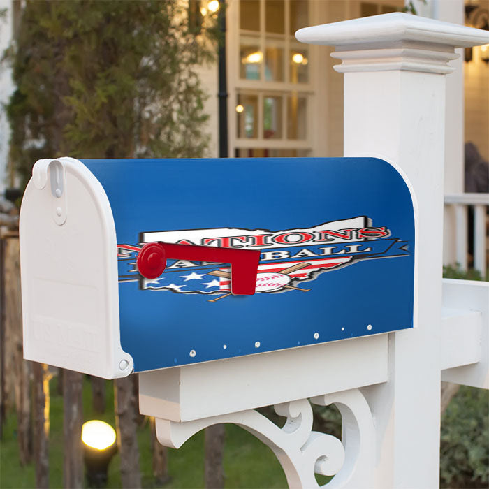 Nations Baseball Logo Blue Magnetic Mailbox Cover 18" X 21" Outdoor Decor
