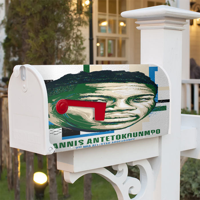 Nba All Star Giannis Antetokounmpo Magnetic Mailbox Cover 18" X 21" Outdoor Decor