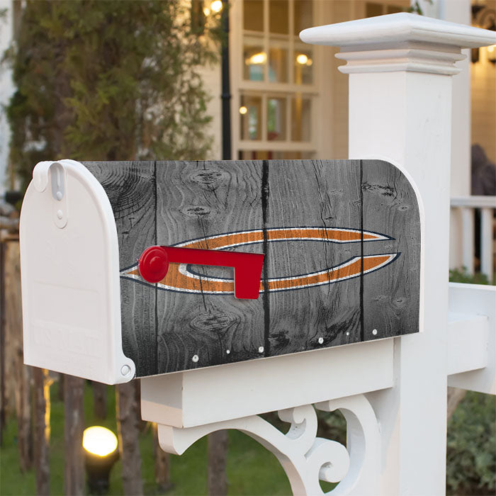 New Chicago Bears Nfl Logo Dark Wood Wallpaper Magnetic Mailbox Cover 18" X 21" Outdoor Decor